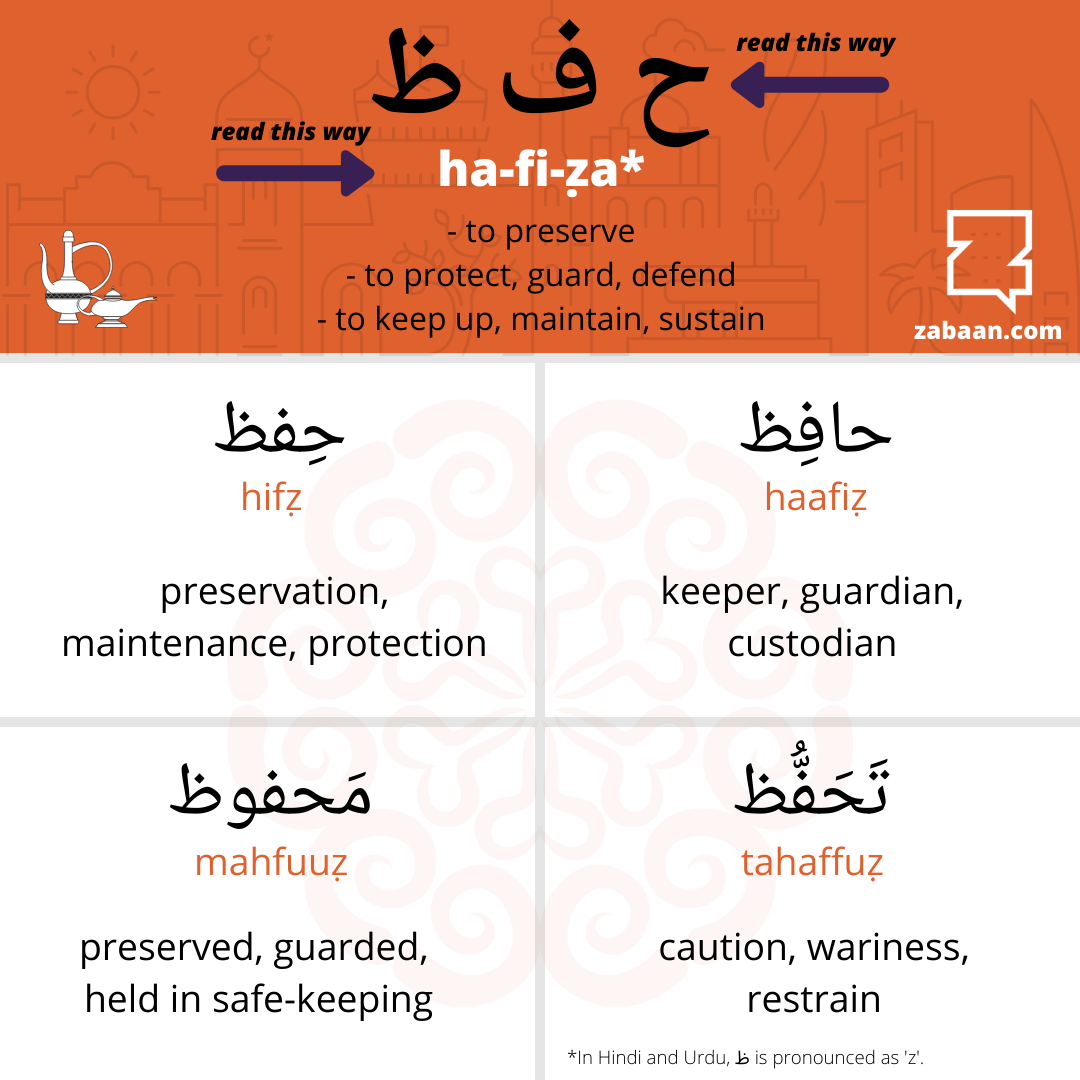 Arabic trilateral root ha-fi-za