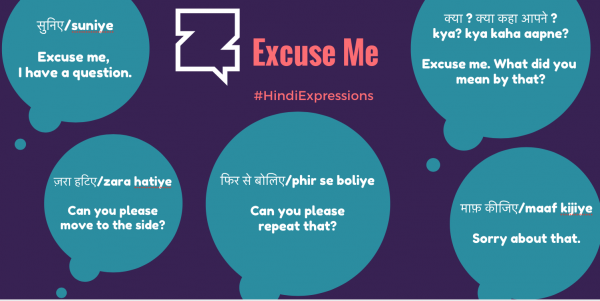 Excuse Me in Hindi — Zabaan language infographic