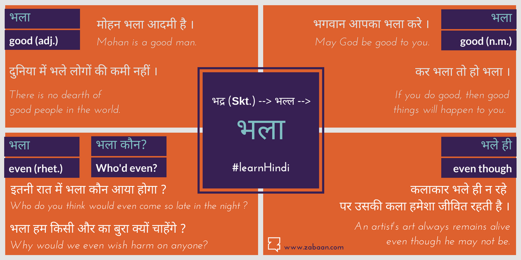 Zabaan language infographic: भला
